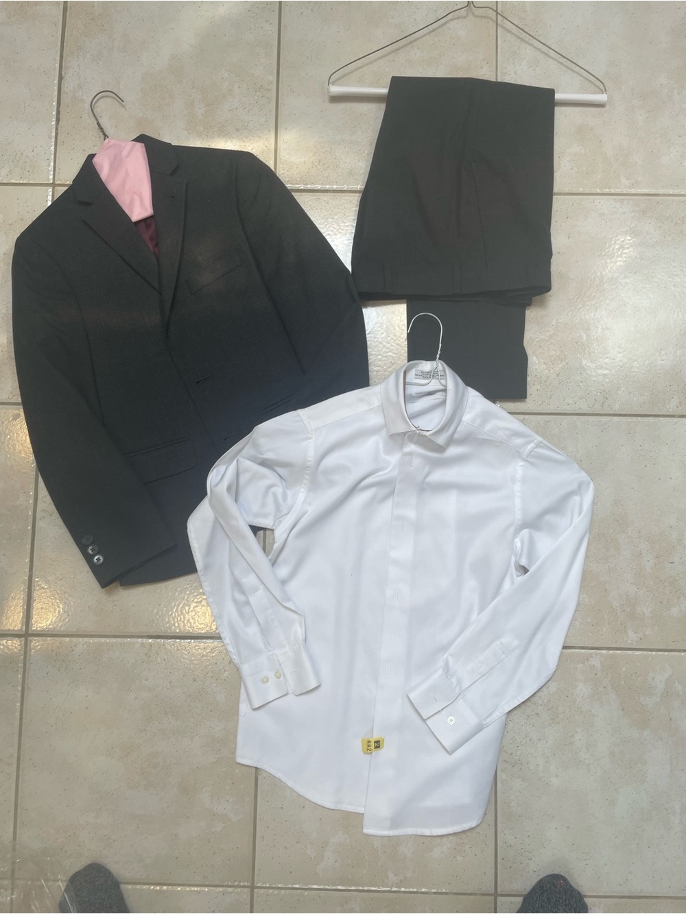 Jospeh Abboud Charcoal Gray Suit with White Calvin Klein  Dress Shirt
